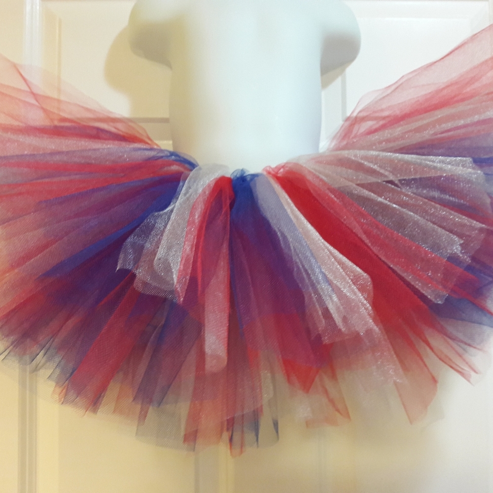 Girl red, silver and blue tutu, patriots tutu, 2